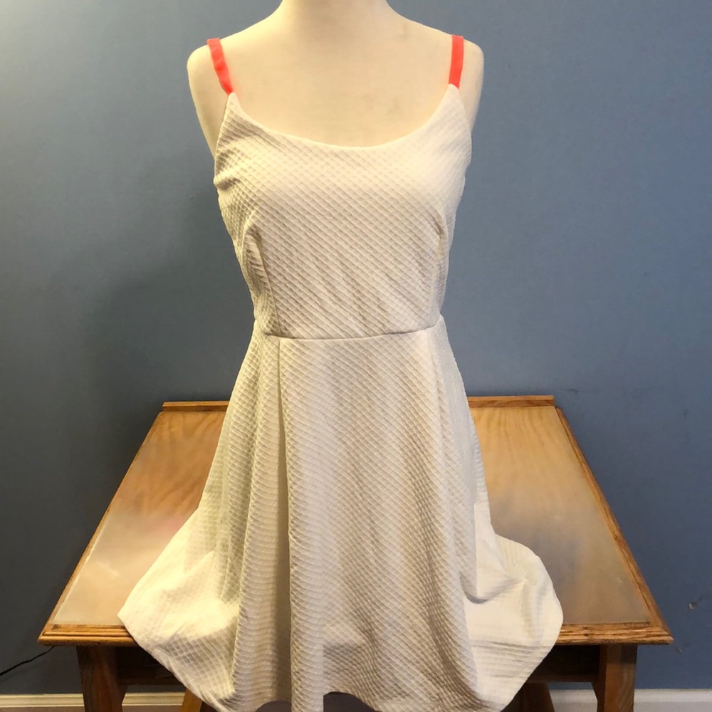 White/cream sundress with neon pink straps L
